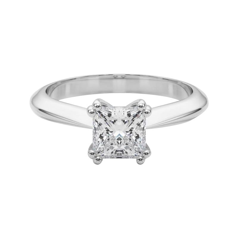GIA 1.3 Carati Cuscino Solitario Tulipano Cattedrale Anello con diamante