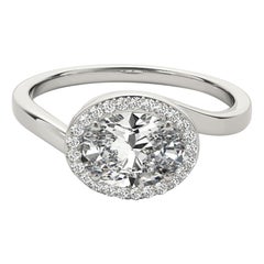 GIA 1.3 Carat East-West Oval Halo Curved Bypass  Diamond Ring