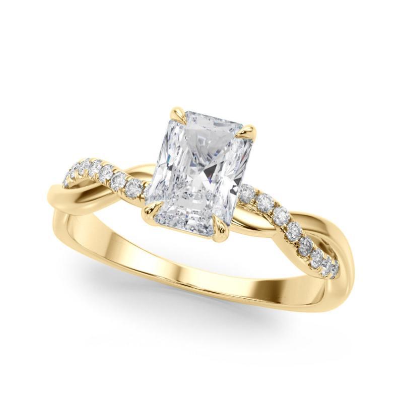 Taglio radiant GIA 1,3 carati Pave Entwined Nature Band Radiant in oro giallo 18 carati in vendita