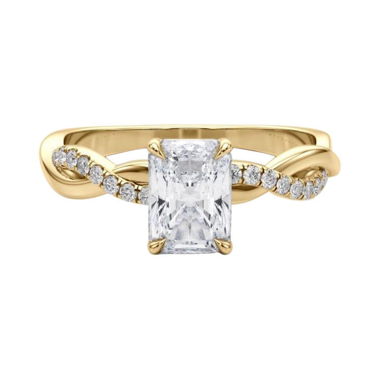 GIA 1,3 carati Pave Entwined Nature Band Radiant in oro giallo 18 carati