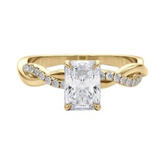 GIA 1,3 carati Pave Entwined Nature Band Radiant in oro giallo 18 carati