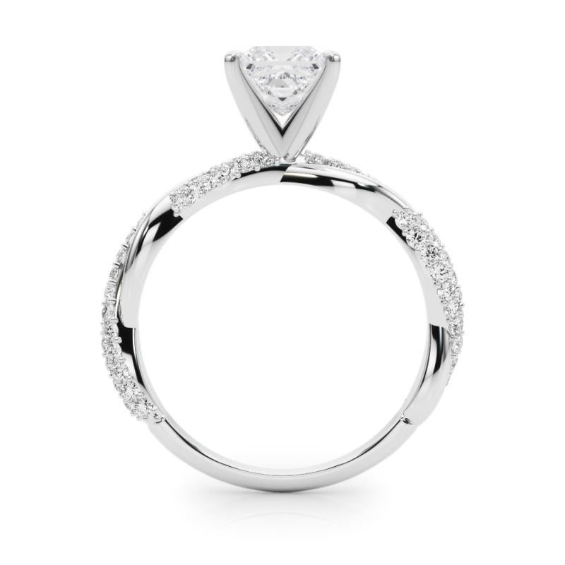GIA 1,3 Carati Princess Twisted Pave Braided Band Anello di diamanti in oro bianco 18K In condizioni Nuovo in vendita a New York, NY