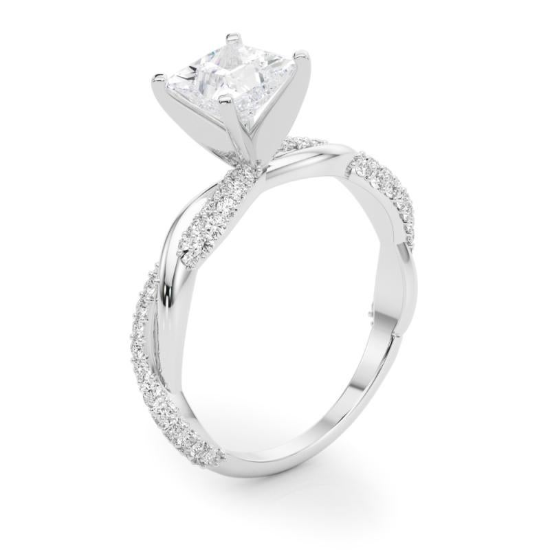GIA 1,3 Carati Princess Twisted Pave Braided Band Anello di diamanti in oro bianco 18K in vendita 1