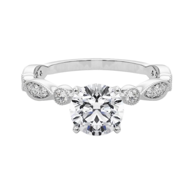 GIA 1.3 Carati Brilliante rotondo e Marquise Vintage  Anello con diamante