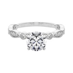 GIA 1.3 Carat Round Brilliant & Marquise Vintage  Diamond Ring