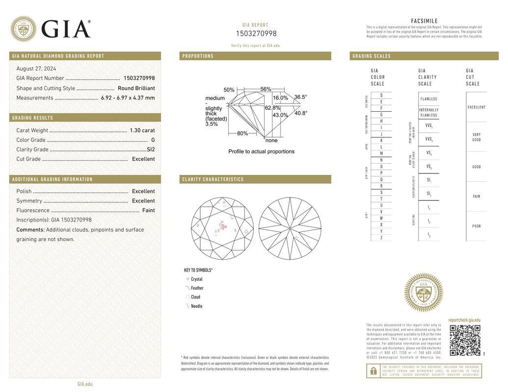 Contemporaneo GIA 1.3 Carat Round & Fancy Baguette Three-Stone 18K White Gold Diamond Ring in vendita