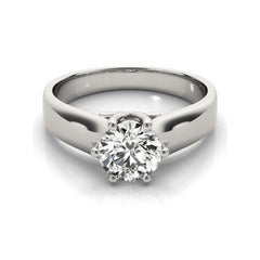 GIA 1.3 Carat Round Solitaire 6-Prong Trellis 18K White Gold Diamond Ring