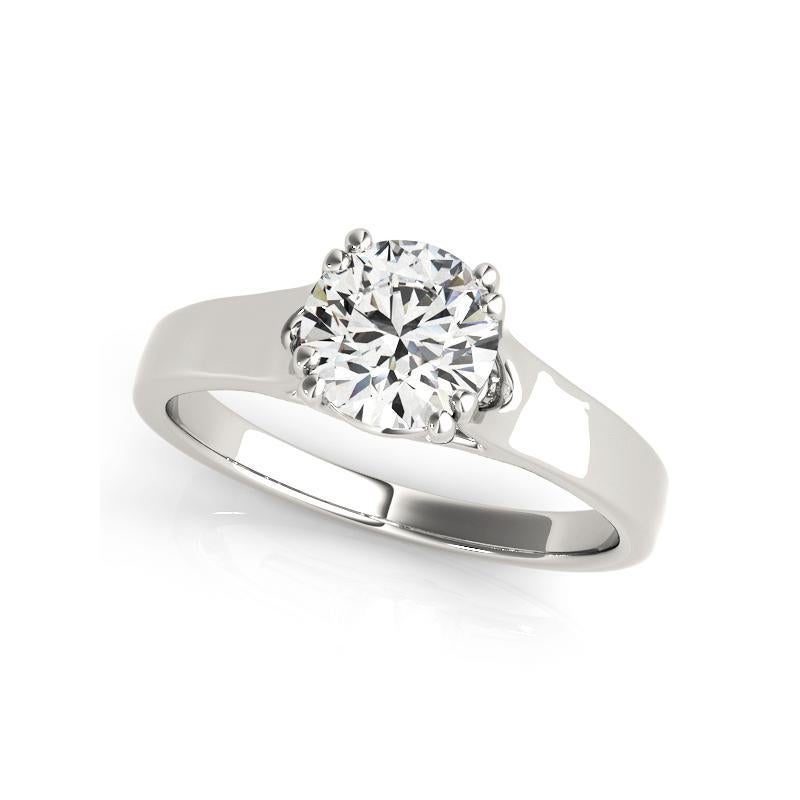 Taglio rotondo GIA 1.3 Carat Round Solitaire Double Four Prong 18K White Gold Diamond Ring in vendita
