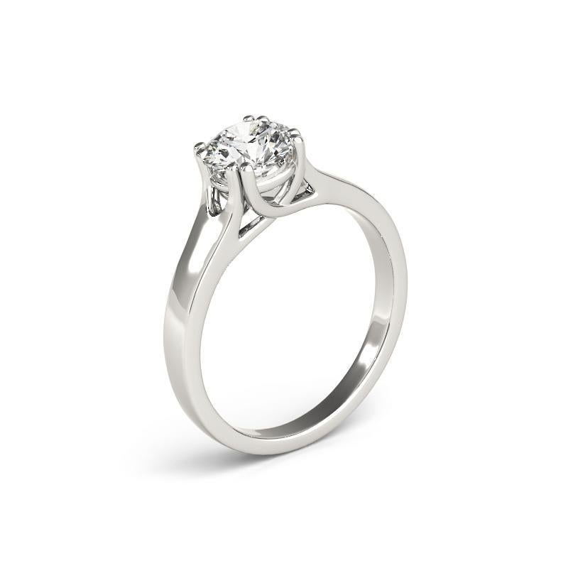 Donna GIA 1.3 Carat Round Solitaire Double Four Prong 18K White Gold Diamond Ring in vendita