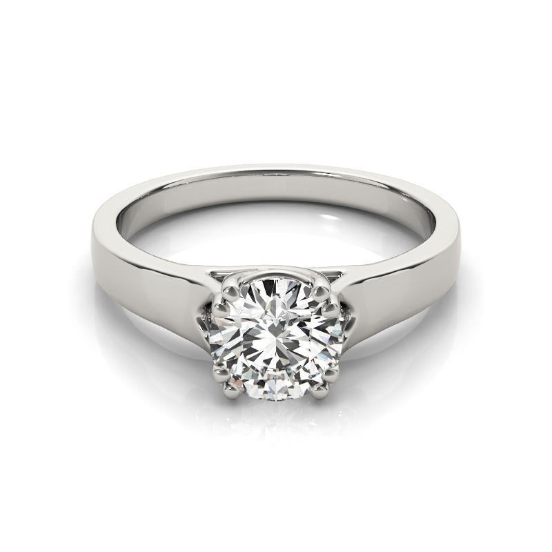 GIA 1.3 Carat Round Solitaire Double Four Prong 18K White Gold Diamond Ring