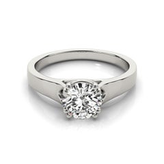 GIA 1.3 Carat Round Solitaire Double Four Prong 18K White Gold Diamond Ring