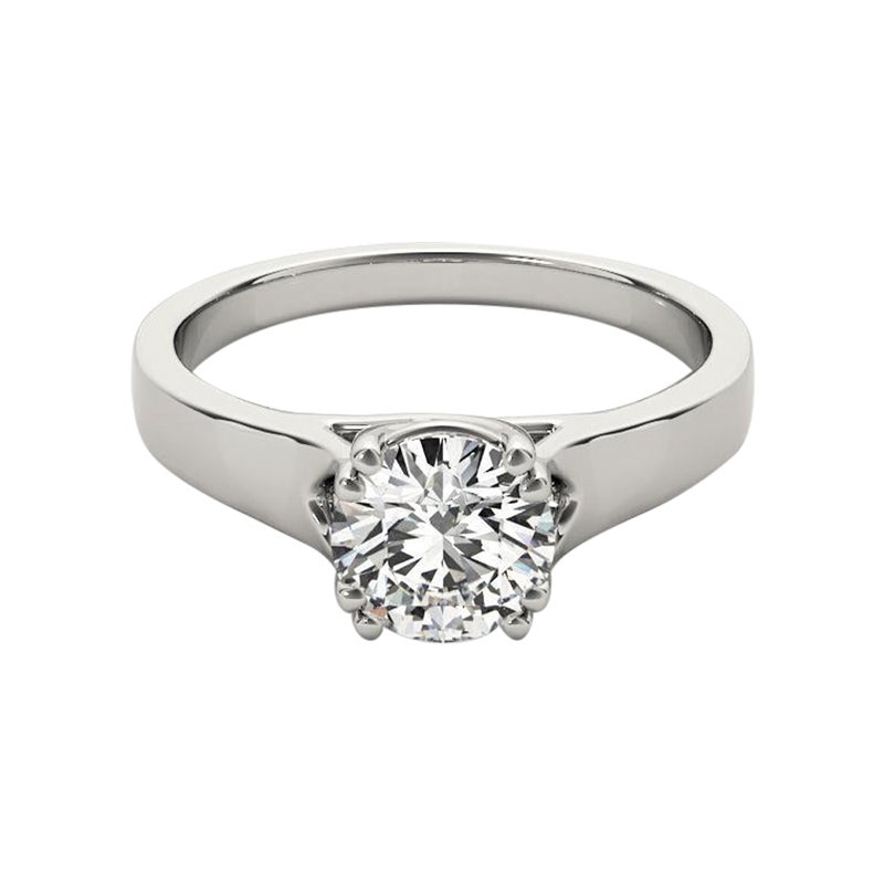 GIA 1.3 Carat Round Solitaire Double Four Prong 18K White Gold Diamond Ring