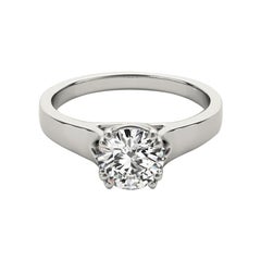 GIA 1.3 Carat Round Solitaire Double Four Prong 18K White Gold Diamond Ring