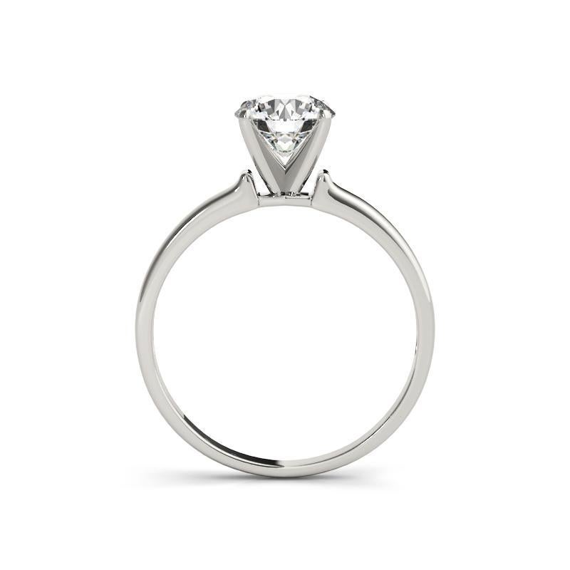 GIA Anillo de diamantes de oro blanco de 18 quilates con borde cuadrado y solitario redondo de 1,3 quilates en Nuevo estado para la venta en New York, NY