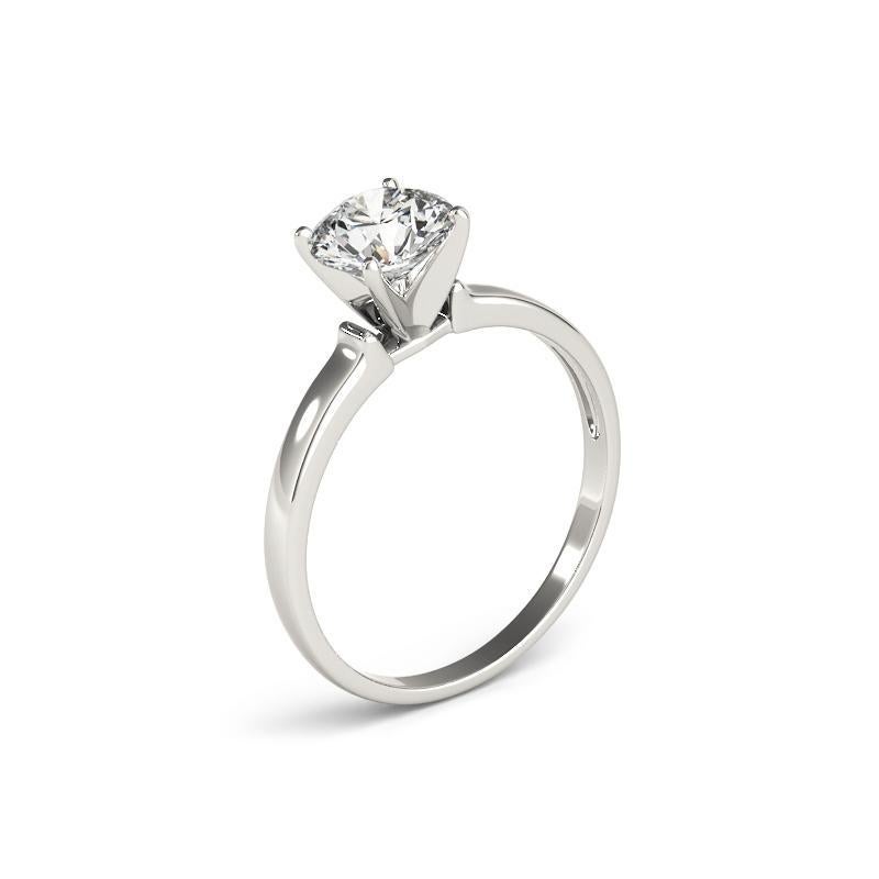 De las mujeres GIA Anillo de diamantes de oro blanco de 18 quilates con borde cuadrado y solitario redondo de 1,3 quilates en venta