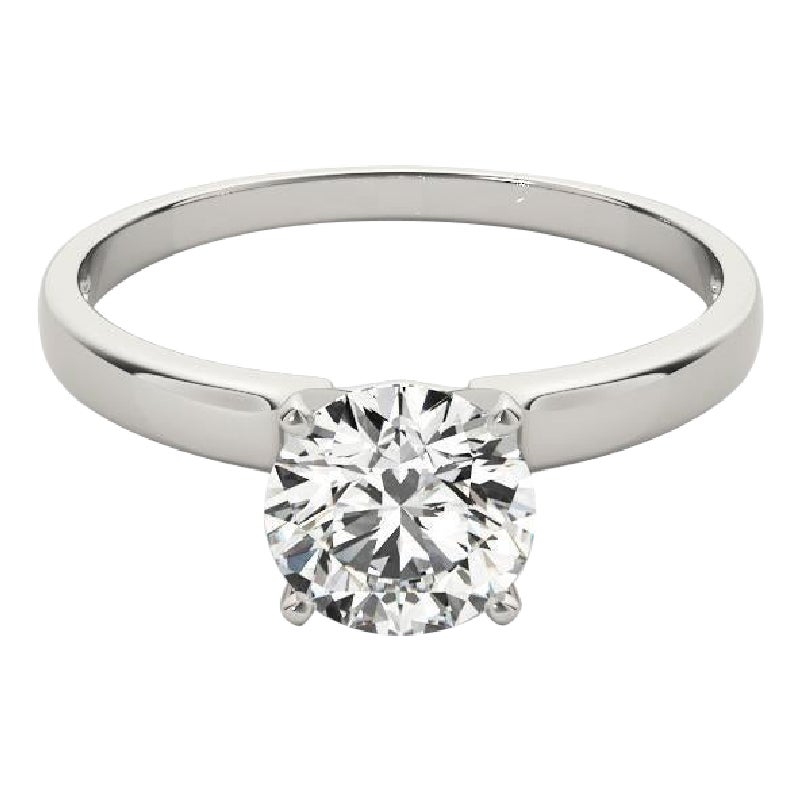 GIA 1,3 Carati Solitario Rotondo Bordo Quadrato Anello con Diamante in Oro Bianco 18 Carati