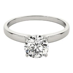 GIA 1,3 Carati Solitario Rotondo Bordo Quadrato Anello con Diamante in Oro Bianco 18 Carati