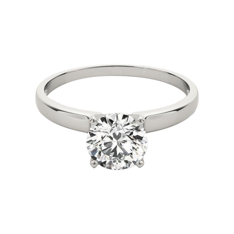 GIA 1.3 carati, solitario rotondo, fascia con bordo quadrato  Anello con diamante