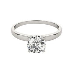 GIA 1.3 Carat Round Solitaire Square Edge Band  Diamond Ring