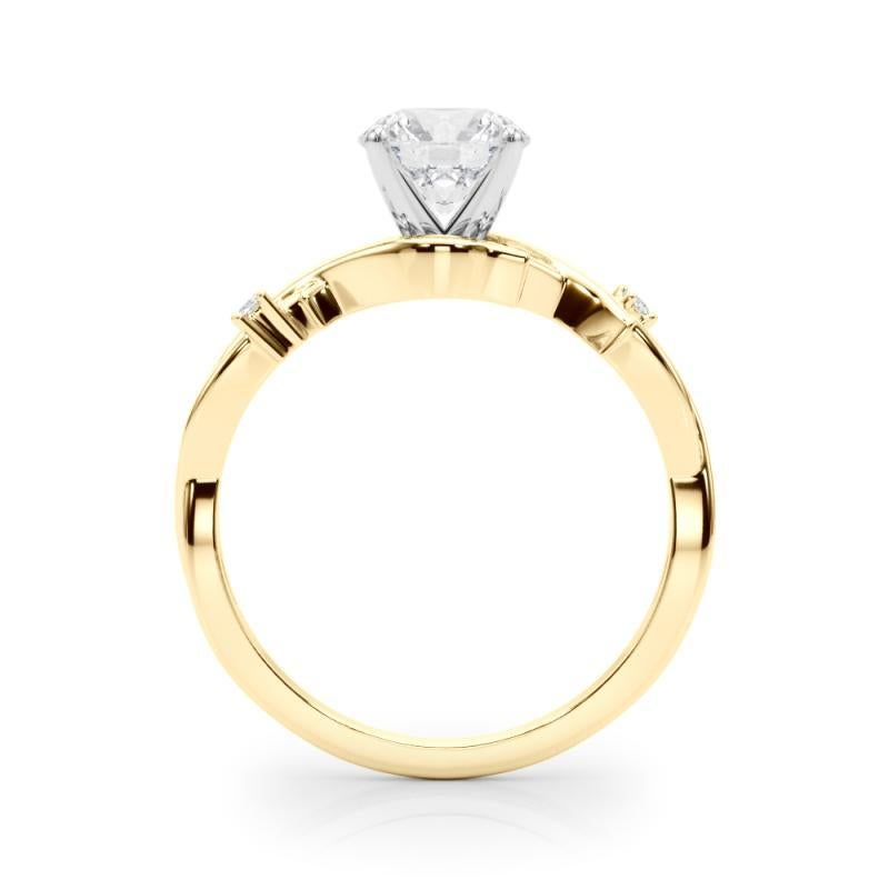 GIA Anello con diamante rotondo a forma di vite da 1,3 carati ispirato alla Nature in oro giallo 18K in vendita 1
