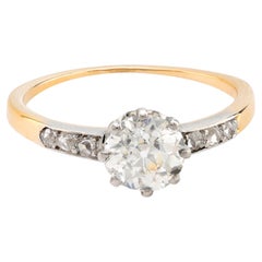 GIA 1,30 Karat Diamant-Verlobungsring aus 18 Karat Gelbgold mit alteuropäischem Schliff