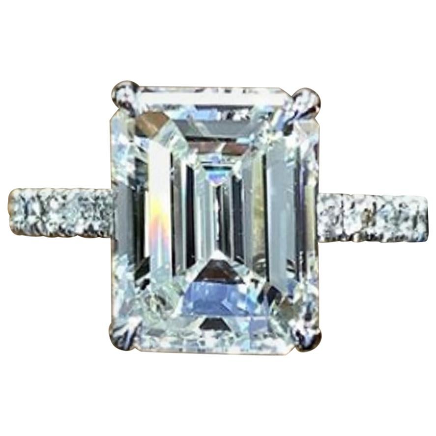 GIA 1.30 Carat VS1 Clarity H Color Emerald Cut Diamond Ring