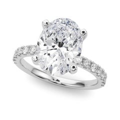 GIA 6 Carat Oval Solitaire with Half Eternity 18K White Gold Diamond Ring