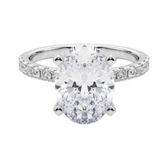 GIA 13.01ct Oval Solitaire with Half Eternity 18K White Gold Diamond Ring