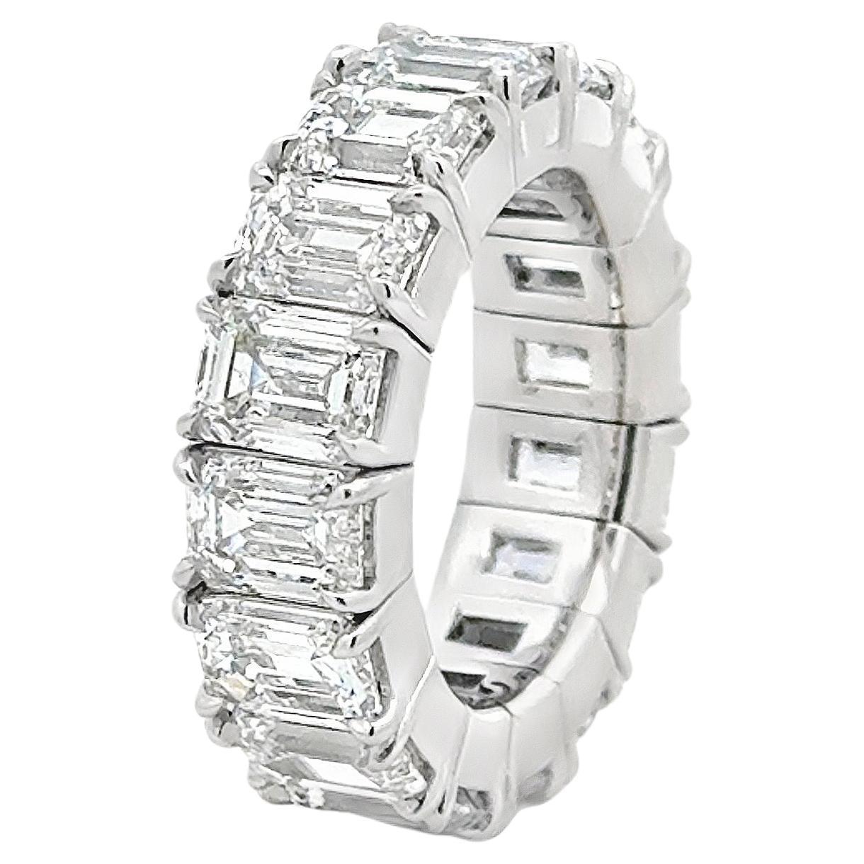 Roman Malakov GIA 13.03 Carats Emerald Cut Diamond Expandable Eternity Ring