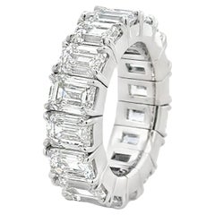 GIA 13,03 Karat Smaragdschliff Diamant Eternity Ausziehbarer Ring