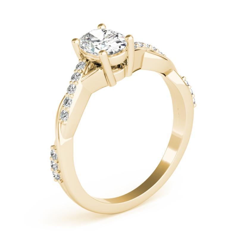 Women's GIA 1.30ct Oval Solitaire Trellis Twisted Vine 18K Yellow Gold Diamond Ring For Sale