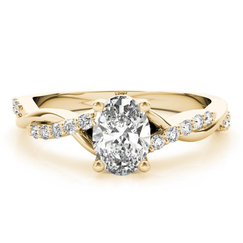 GIA 1,30ct Oval Solitär Trellis Twisted Vine 18K Gelbgold Diamantring