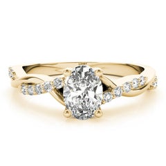 GIA 1,30ct Oval Solitär Trellis Twisted Vine 18K Gelbgold Diamantring