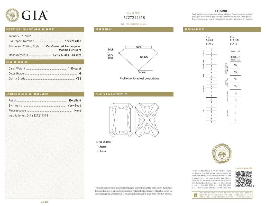 Contemporain GIA 1.30ct Radiant Slim Band Prong Set Solitaire  Bague en diamant en vente