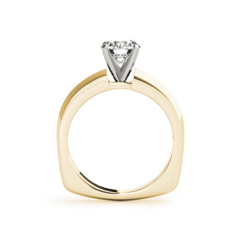 GIA 1,30ct Runde Solitär abgeschrägter Euro-Schaft 18K Gelbgold Diamantring (Rundschliff) im Angebot