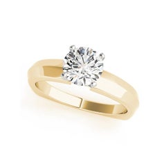 GIA 1.30ct Round Solitaire Beveled Euro Shank 18K Yellow Gold Diamond Ring