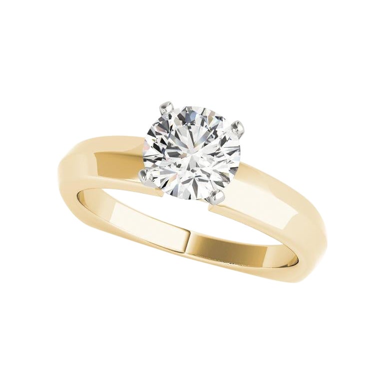 GIA 1,30ct Runde Solitär abgeschrägter Euro-Schaft 18K Gelbgold Diamantring