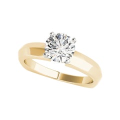 GIA 1,30ct Runde Solitär abgeschrägter Euro-Schaft 18K Gelbgold Diamantring