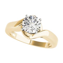 GIA 1,30ct Solitario rotondo contemporaneo Anello con diamante a spirale in oro giallo 18K