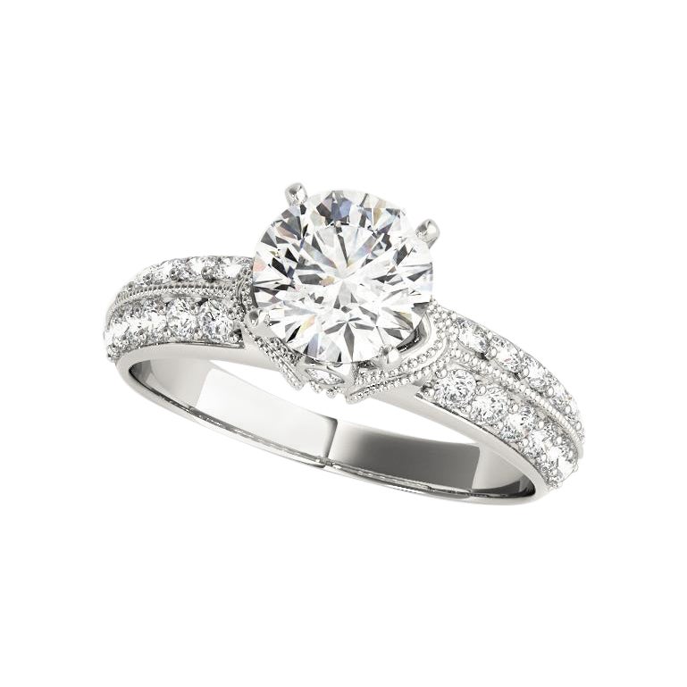 GIA 1,30ct Runder Solitär Doppelkanal Chevron Diamantring