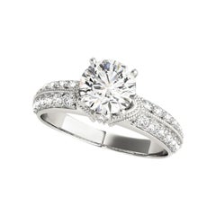 GIA 1,30ct Runder Solitär Doppelkanal Chevron Diamantring