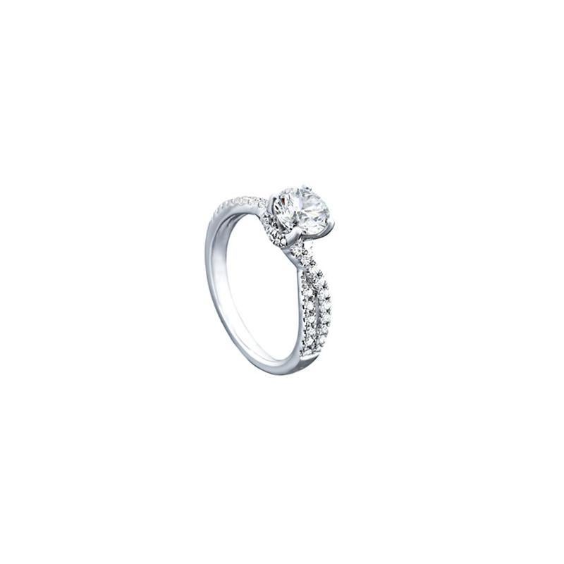 GIA 1.30ct Round Solitaire Entwined Split Shank  Diamond Ring In New Condition For Sale In New York, NY