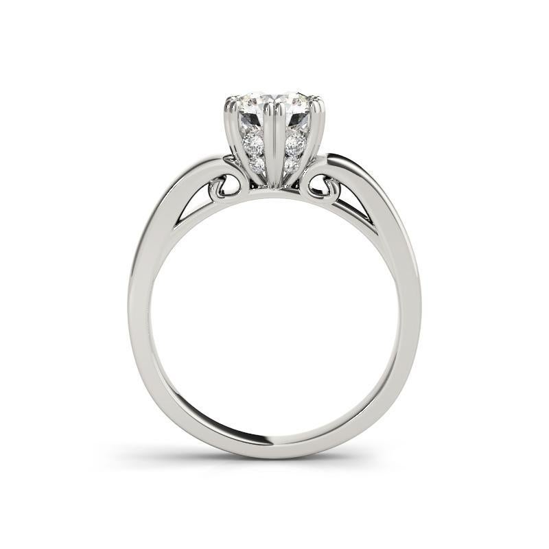 Taglio rotondo GIA 1,30 ct. diamante tulipano solitario rotondo segreto in oro bianco 18 carati in vendita