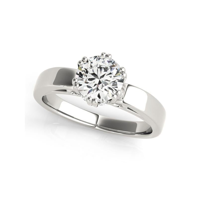 GIA 1,30 ct. diamante tulipano solitario rotondo segreto in oro bianco 18 carati in vendita