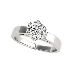 GIA 1,30 ct Diamante redondo solitario secreto tulipán Anillo de diamantes de oro blanco de 18 quilates