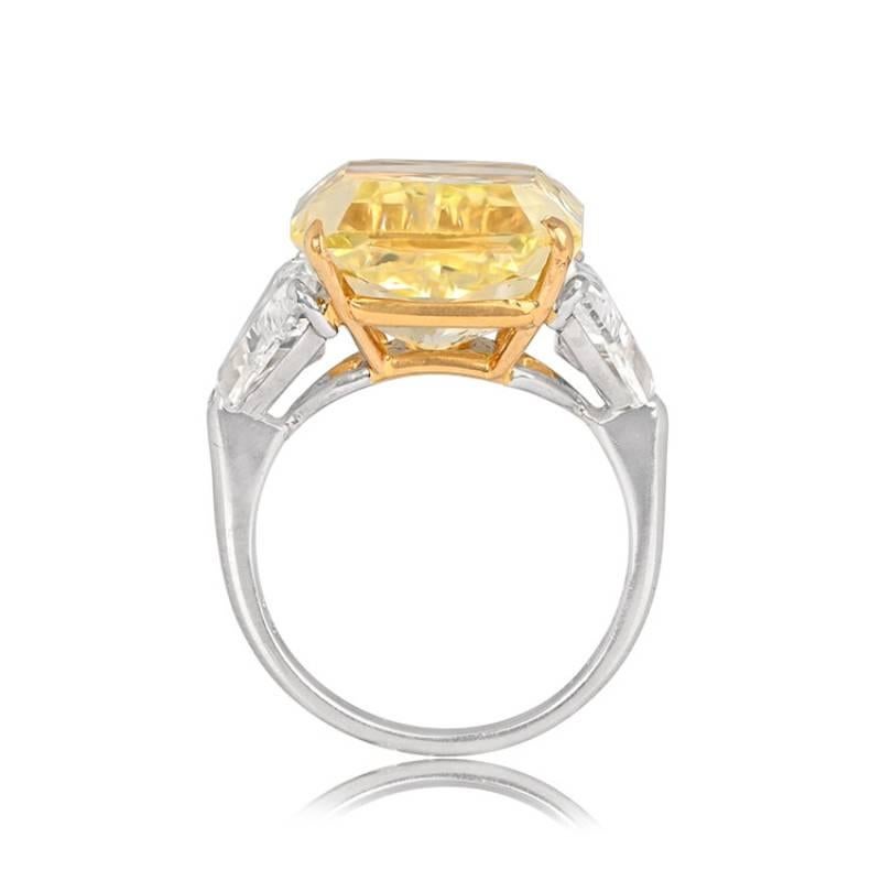 GIA 13.15ct Radiant Cut Fancy Intense Yellow Diamond Engagement Ring, Platinum In Excellent Condition For Sale In New York, NY