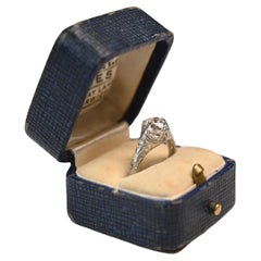 GIA 1.30 Carat Old European Cut Ring. Diamond Engagement Ring Platinum H SI1