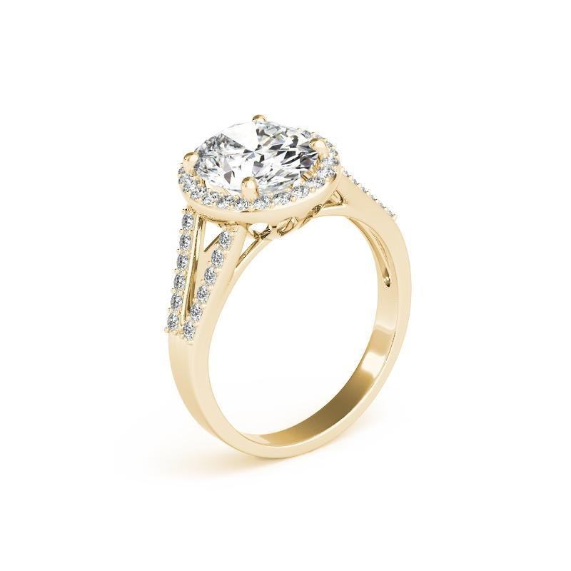 Donna GIA 1,31ct Anello con diamante ovale aureolato a cesto aperto in oro giallo 18 carati in vendita