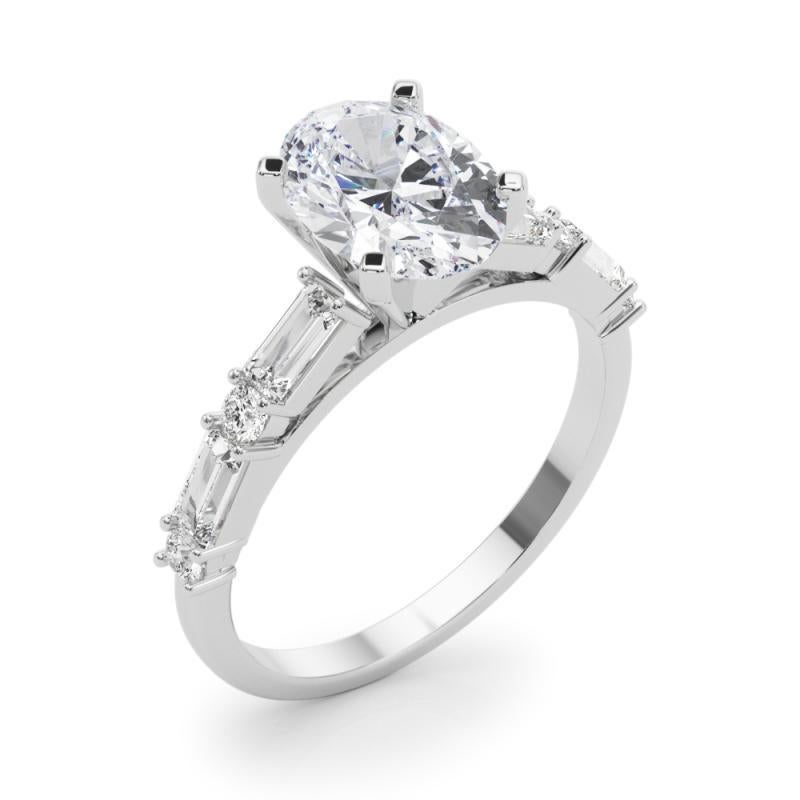 GIA 1.31ct Oval Round & Baguette Channel Band  Bague en diamant Pour femmes en vente