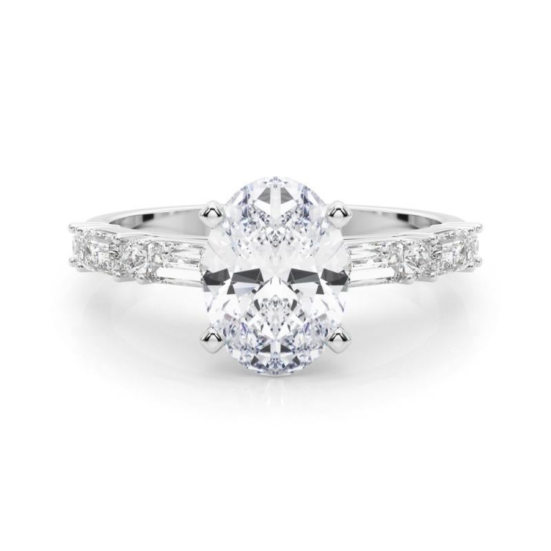 GIA 1,31ct Oval Rund & Baguette Kanal Band  Diamantring